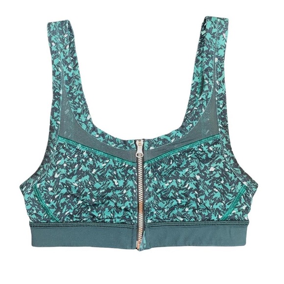 LULULEMON Drop It Like It's Hot Sports Bra Green Zipper Size 4 - Picture 1 of 7